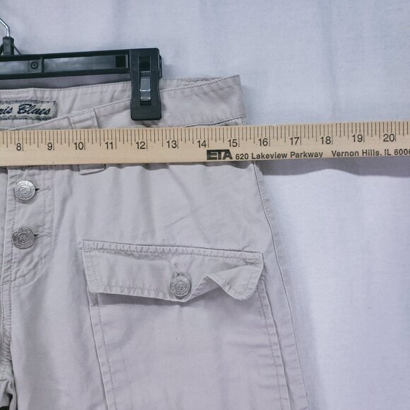 Paris Blues Soulmate Beige Button Up Front Pockets Wide Leg Cargo Pants Size 7 - Picture 2 of 15